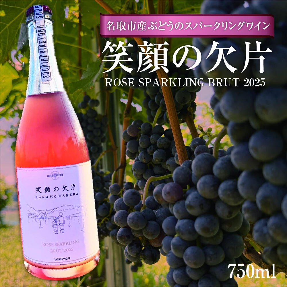 【ふるさと納税】名取市産ぶどうのスパークリングワイン 「笑顔の欠片 ROSE SPARKLING BRUT 2025」 750ml 1本 [ロゼ 国産 お酒 ディナーに]