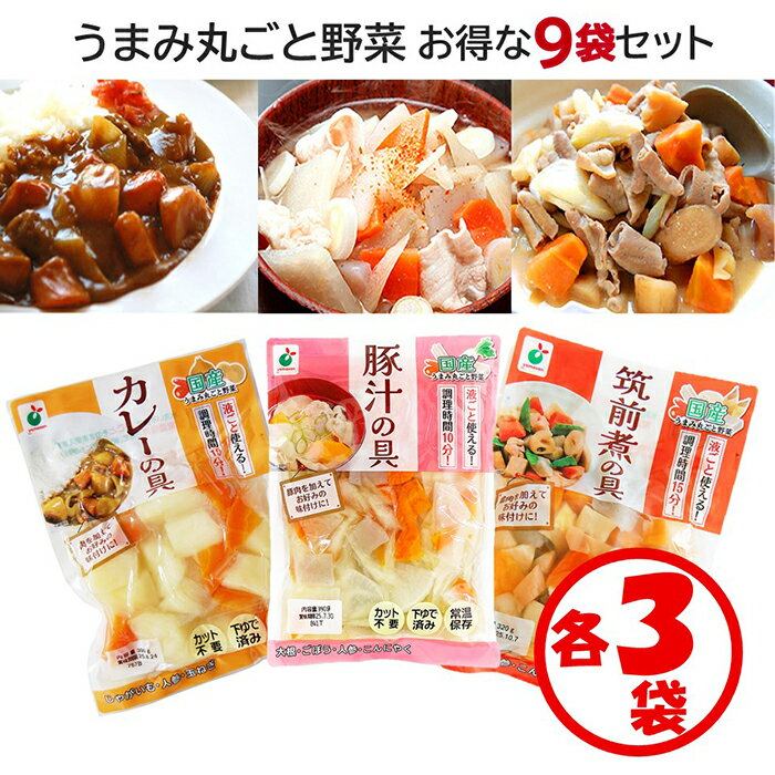 【ふるさと納税】「うまみ丸ごと野菜シリーズ3種（カレーの具、豚汁の具、筑前煮の具）」×各3袋 ※離島への配送不可