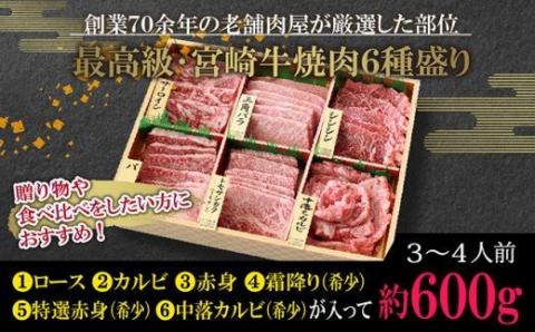 【特選】宮崎牛6種盛 焼肉食べ比べセット　牛肉[G7425]