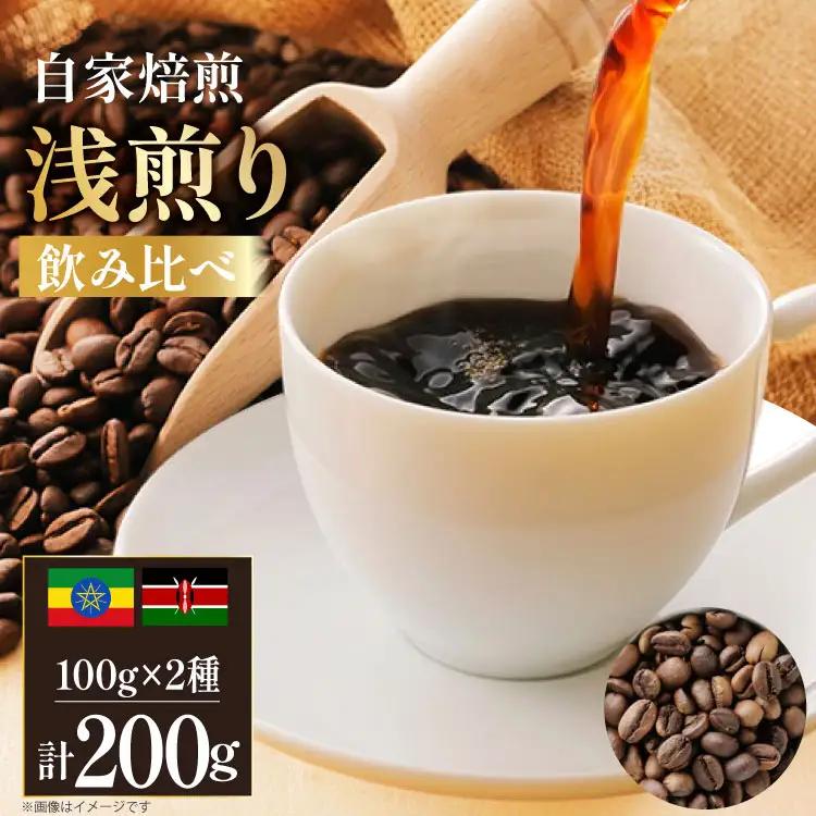 コーヒー豆 自家焙煎 浅煎り 100g 2種 計200g  (生豆時) 飲み比べ セット シングルオリジン