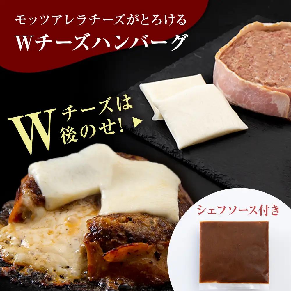 白老牛 2種 食べ比べ ハンバーグ セット 合計20個 Wチーズ・スタンダード 特製ソース BY125