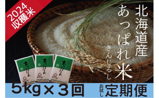 お米定期便　北海道産　あっぱれ米金印　5kg×3回　今井農場/031-03018-b03E