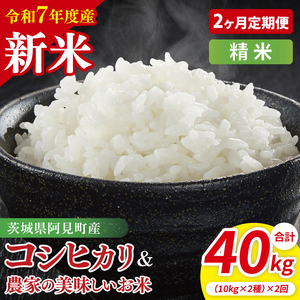 【10月中旬から発送】【先行予約】【2ヶ月定期便】【令和7年産新米】阿見町産　精米　食べ比べ　（コシヒカリ　美味しいお米）　各10kg（5kg×2）【お米 米 こしひかり ごはん 食べ比べ 茨城県】 （85-69）
