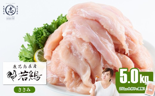 【10月発送予定】小分けで便利！鹿児島県産若鶏ささみ 計5kg(250g×20P) a5-258-10