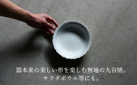 【 KATA KUTANI 】 桔梗ミート皿 250mm / 貫入白磁（5枚セット）九谷焼 12-03