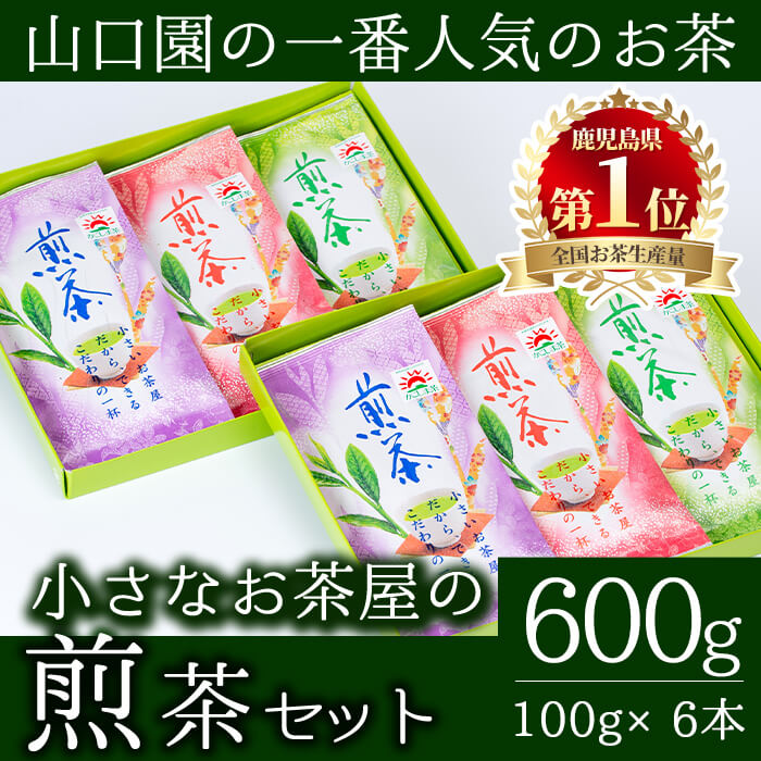【ふるさと納税】＜お茶生産量日本一の鹿児島県産！＞小さいお茶屋の煎茶セット(煎茶100g×6本・合計600g) 国産 鹿児島県産 緑茶 お茶 加工品 煎茶 茶葉 セット ギフト 贈答 茶 生産量 日本一【お茶の山口園】