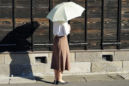 雪華模様の刺繍入り日傘（晴雨兼用・サイズ50ｃｍ・UV加工・麻50％綿50％）カラー：薄緑_BL23◇