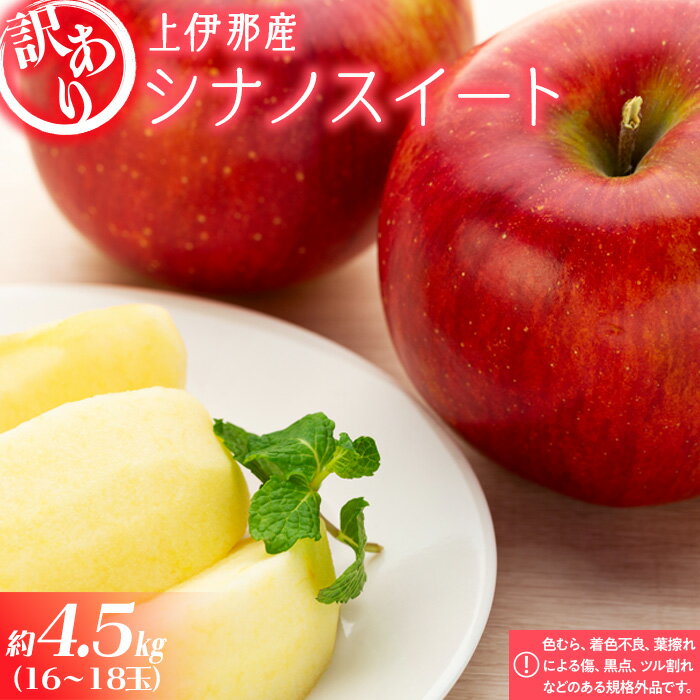 【ふるさと納税】訳あり りんご 上伊那産 シナノスイート 4.5kg 16～18玉 林檎 リンゴ 傷 キズ 果物 くだもの フルーツ 旬の果物 旬のフルーツ 家庭用 訳アリ 信州 長野 長野県 　お届け：2025年10月中旬～11月下頃