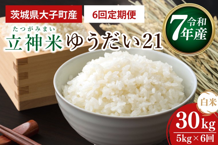 
                  【6ヶ月定期便】【谷田部農産】【特別栽培米】立神米ゆうだい21（白米）定期便 5㎏ 6回お届け｜茨城県 大子町 米 コンテスト 受賞 生産者 大子産米 産地直送 令和7年産（BT076）
                