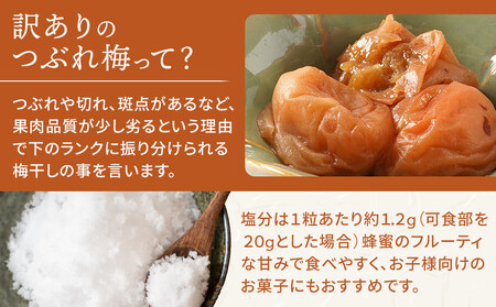 はちみつ梅 無添加 梅干し 訳あり つぶれ梅 約1kg(500gパック×2個) 低塩6% 6-G ［KU1］