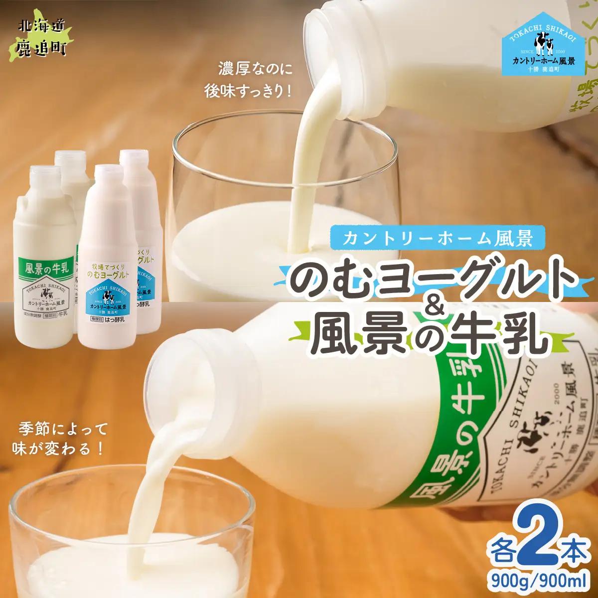 のむヨーグルト900g 風景の牛乳900ml 各2本 SKB095