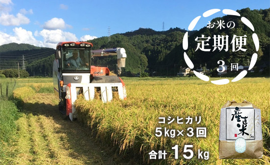 
【定期便】コシヒカリ 5kg×3回 15kg ３ヶ月 精米 京都産 農家直送
