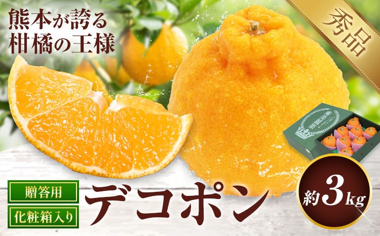 
                  デコポン 3㎏ 贈答用化粧箱 （8～12玉） 日本フルーツ株式会社 《12月中旬-4月中旬頃出荷予定》 熊本県 長洲町 デコポン 果物 秀品 フルーツ スイーツ デザート ギフト ご贈答
                