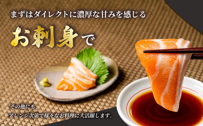 「陸上養殖」 北海桜サーモン 刺身 スライス 300g 冷凍 国産 北海道産 道産 松前産 トラウト サーモン 鮭 生鮭 お刺身 生食用 手軽 調理 カルパッチョ サーモン丼 漬け丼 産地直送 お取り