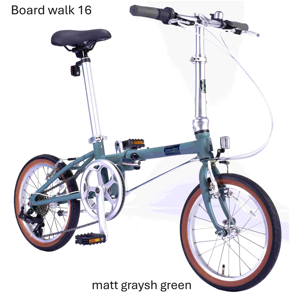 DAHON 折りたたみ自転車 Boardwalk【Matt Grayish Green マットグレイッシュグリーン】16インチ コンパクト SHIMANO7段変速 軽量　武田産業｜ 通勤 通学_イメー