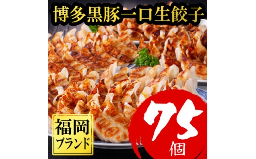 ＜75個!!＞＜福岡ブランド＞博多黒豚一口生餃子 3パック小分　福岡県産ラー麦皮使用 (福岡県)【1763808】