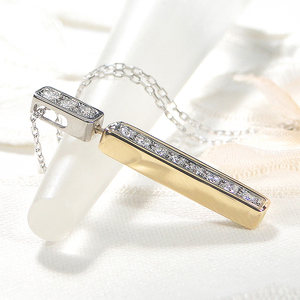 ネックレス PT900 K18YG プラチナ イエローゴールド ダイヤモンド 0.28ct 両面 バーネックレス 縦ライン コンビ ペンダント Iライン ジュエリー【f276-pt-ygpt】 ALP