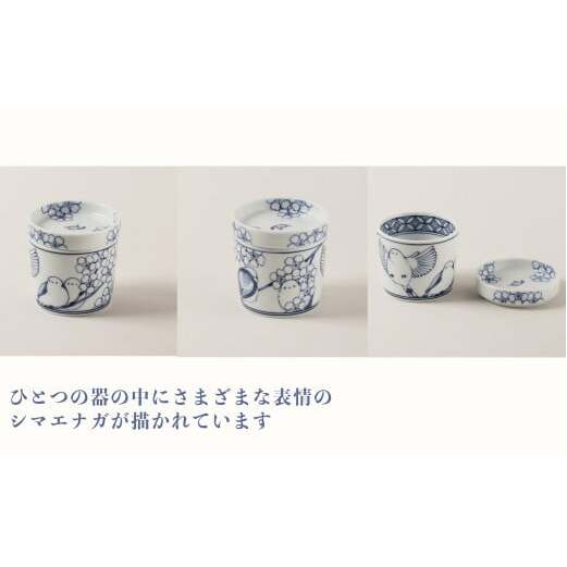 有田焼 シマエナガのお蕎麦セット【道雪窯】食器 器 うつわ 染付 手書き しまえなが 鳥モチーフ A110-61_イメージ2