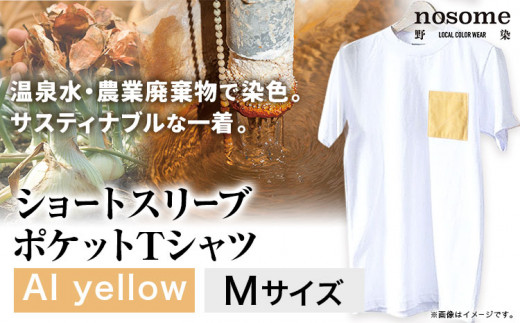 【M:サイズ】野の色を着る。温泉水・農業廃棄物で染色したショートスリーブポケット（Ｔシャツ）AI yellow 合同会社nosome 送料無料 服 ファッション インナー ギフト レディース メンズ 北海道 本別町《90日以内に出荷予定(土日祝除く)》