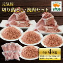 【ふるさと納税】元気豚 切り落とし・挽き肉セット 4kg(切り落とし 2kg・挽肉 2kg)便利なバラ凍結&小分包装【配送不可地域：離島・沖縄県】【1442743】