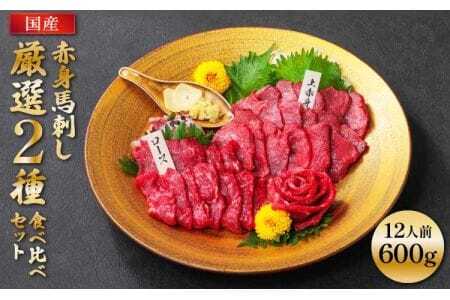 令和8年熊本地震復興支援 【国産】赤身 馬刺し 厳選2種 食べ比べセット 計600g 