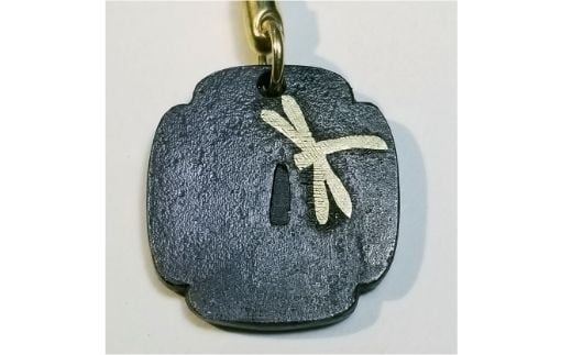 No.0748 将平鍛刀場 根付鐔「木瓜型　蜻蛉金象嵌」