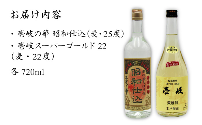 【お中元対象】麦焼酎 お酒 飲み比べ 壱岐スーパーゴールド22度 昭和仕込み 2本セット《壱岐市》【天下御免】[JDB059]焼酎 むぎ焼酎 お酒 飲み比べ 12000 12000円