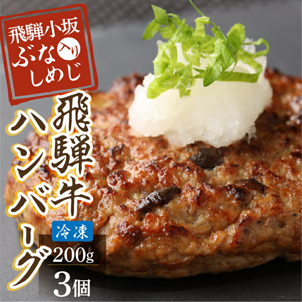 【ふるさと納税】飛騨小坂ぶなしめじ入り 飛騨牛 ハンバーグ（200g×3個）冷凍飛騨牛 ハンバーグ 下呂温泉 オススメ 国産　ぶなしめじ しめじ 飛騨 豚肉 合いびき 岐阜県 下呂市