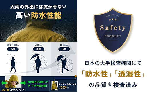 【リュックも濡れない】 レインウェア 上下セット メンズ　ベージュXL　【12203-0449-3】