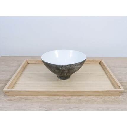 有田焼 李荘窯 Moon Surface 茶碗【三光堂】ご飯茶碗 茶碗 ちゃわん 飯碗 黒い器 月面風 モダン おしゃれ ギフト プレゼント A24-218_イメージ2