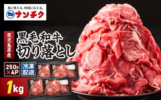 鹿児島県産 黒毛和牛 切り落し 計1kg　KN102-006-02