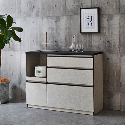 ふるさと納税 大川市 キッチンカウンター レンジ台 レンジボード アンサンブル 幅119.7 【カラー:ストーンホワイト】 |  | 01