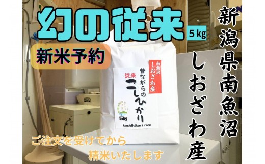 
                  【令和8年産・新米予約】地元の人に愛され続けている昔ながらの従来コシヒカリ 5kg　新潟県南魚沼産【2026年10月上旬より1ヶ月以内に順次発送予定】
                