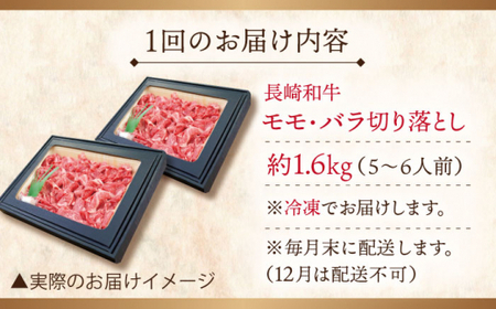 【全6回定期便】長崎和牛切り落とし 計9.6kg (約1.6kg×6回)【ながさき西海農業協同組合】[QAK036]