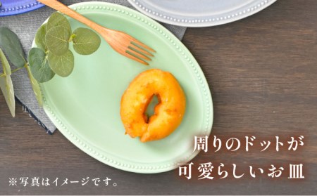 【美濃焼】グリーン リムドット オーバル 3点セット【金正陶器】食器 楕円皿 オーバルプレート パスタ皿 カレー皿 ケーキ皿 アクセサリートレイ 小物トレー 緑 写真映え かわいい おしゃれ レンジ対