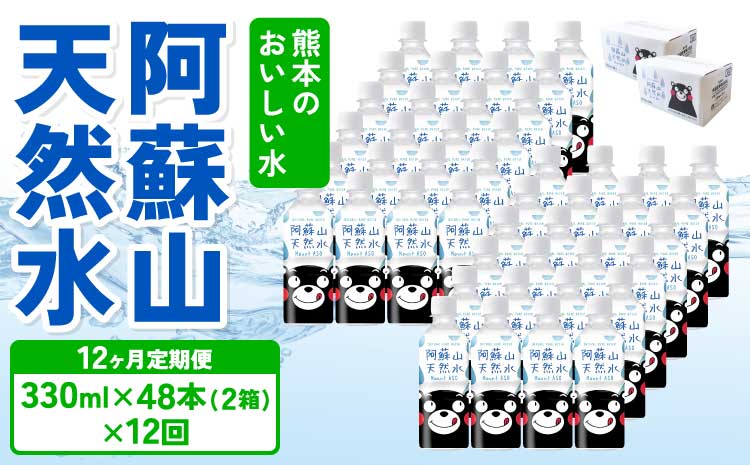 【12ヶ月定期便】熊本のおいしいお水 阿蘇山天然水 330ml×48本（2ケース）