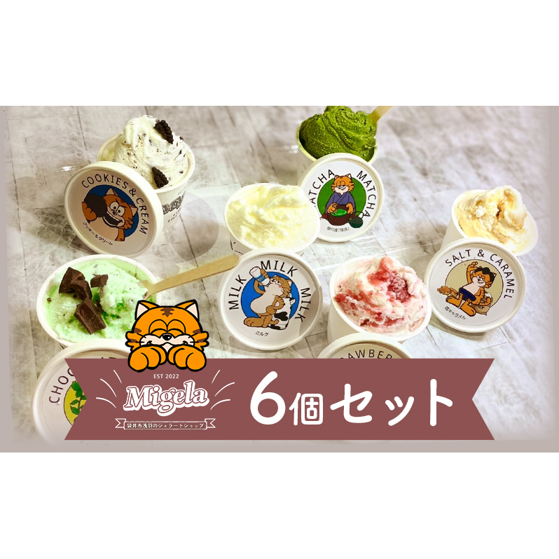 ジェラート Migelaの人気ジェラート6個食べ比べセット(2)【配送不可エリア:沖縄県,離島】 食べ比べ  Migela 袋井市