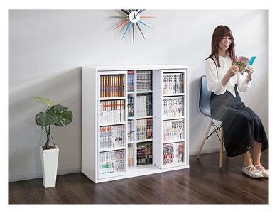 スライド本棚 ダブル ナチュラル AKU100549801