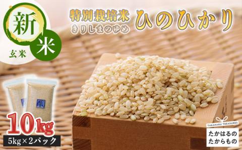 《減農薬栽培のカラダにやさしいお米》2023年産 霧島湧水が育む「きりしまのゆめ」ヒノヒカリ玄米10kg 減農薬栽培のお米[特別栽培米 チャック式 令和5年産 『返礼品特集20000円以下』-宮崎県高