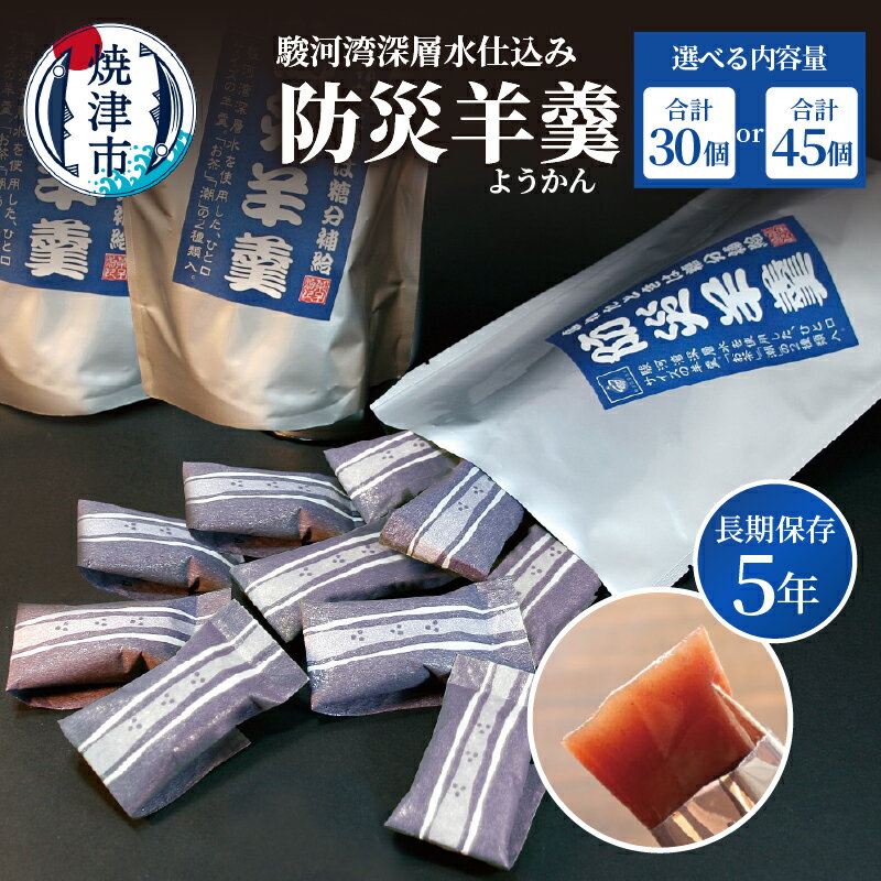 【ふるさと納税】 【内容量が選べる】 羊羹 ようかん 和菓子 菓子 スイーツ 20g 15個入 2袋 3袋 30個 45個 駿河湾 深層水 防災 災害 非常 長期保存5年 アウトドア スポーツ 備蓄 焼津銘菓 焼津 a08-009 a11-174