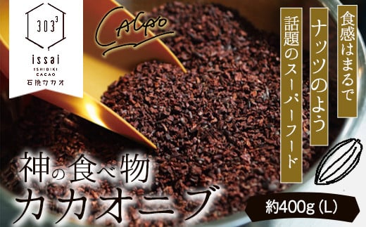 11. 神の食べ物 カカオニブL 400g 石挽カカオissai 岡山県矢掛町 スーパーフード カカオ豆 スイーツ デザート《30日以内に出荷予定(土日祝除く)》