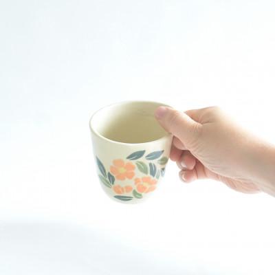 ふるさと納税 宇治市 宇治笠取焼　マグカップ&コースター(橙色の花) |  | 01