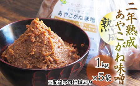 味噌つちっこ田島ファーム 二年熟成あやこがね味噌味噌【1kg×5袋計5kg】
