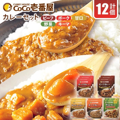 【毎月定期便】ココイチカレーDセット(ビーフ/ポーク各3個・甘口/野菜/キーマ各2個)計12個全3回【4079841】