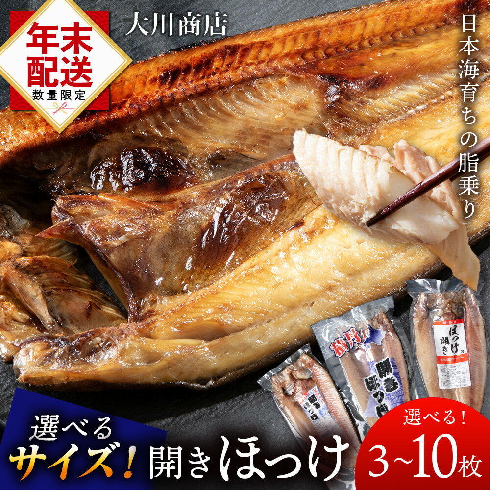 【ふるさと納税】☆12月発送＊先行予約☆ とにかく大きい開きほっけ　選べる3枚～10枚 （1枚500g前後） ＜大川商店＞北海道ふるさと納税 積丹町 ふるさと納税 海鮮 北海道 ほっけ 開き ホッケ 北海道産 真ホッケ 魚 法華