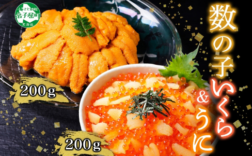 3374. 数の子・いくら醤油漬け 100g前後 2パック 計200g イクラ 魚卵 うに ウニ チリ産 冷凍 雲丹 100g前後 2パック 計200g 海鮮丼 送料無料 北海道 弟子屈町