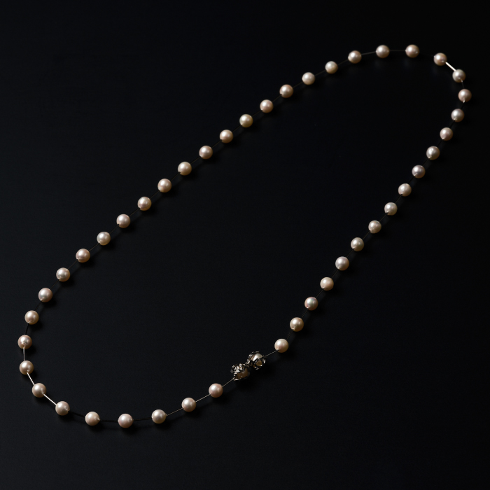 7.5-8アコヤ真珠シルバーパイプステーションネックレス80 ジュエリー アクセサリー ネックレス シンプル エレガント 真珠 パール 美穂野 佐賀市 ：C234-005_イメージ2