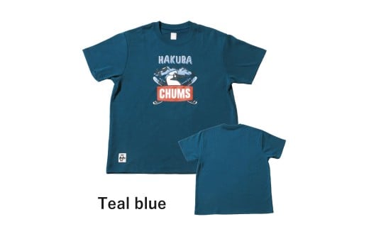 CHUMS×HAKUBA BOOBYFACE フロントプリント Tシャツ メンズ　M /ティールブルー【P0550526_M_M_TE】