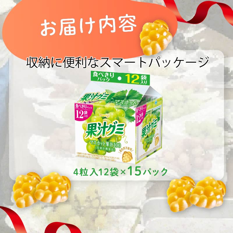 明治 果汁グミスマートパック マスカット 163ｇ × 15個 グミ お菓子 おやつ フルーツ 果物 果汁 詰め合わせ 詰合せ セット  まとめ買い 静岡県 藤枝市 