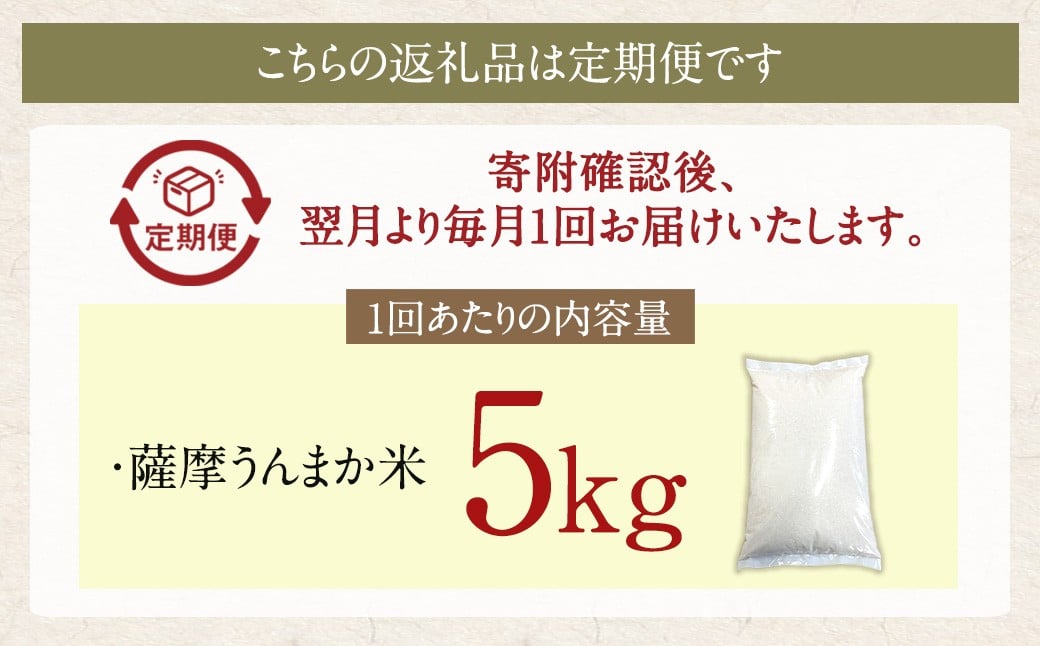 【6回定期便】 鹿児島県産 銘柄米 ブレンド 薩摩うんまか米 （5kg×6回） 定期便 ブレンド米 白米 米 お米 おこめ GS-208